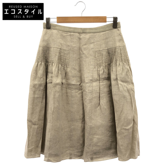 FOXEY フォクシー 36788 ベージュ ピンタックギャザー リネン スカート ボトムス