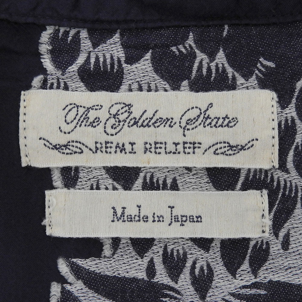 REMI RELIEF レミレリーフ パイナップル柄 アロハシャツ トップス メンズ ネイビー×ホワイト系 L トップス