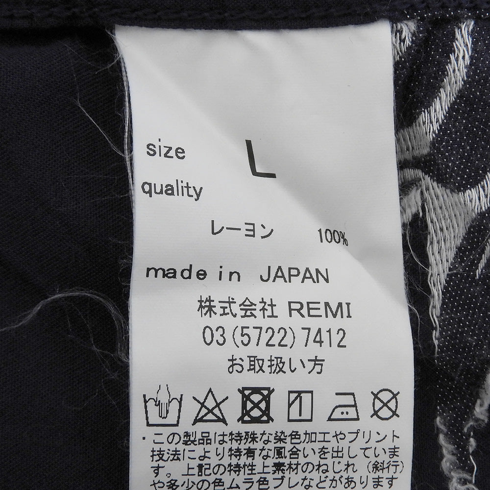 REMI RELIEF レミレリーフ パイナップル柄 アロハシャツ トップス メンズ ネイビー×ホワイト系 L トップス