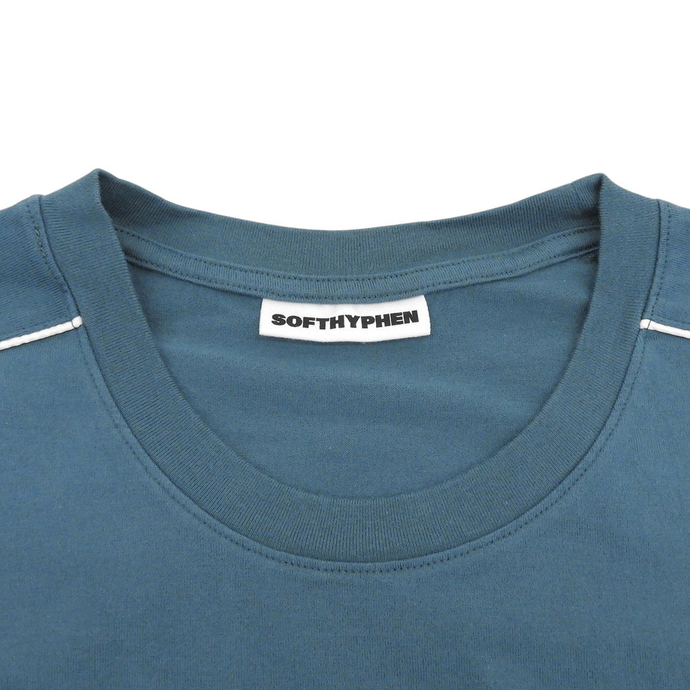SOFTHYPHEN ソフトハイフン コットン パイピングスリーブ ビッグTシャツ トップス メンズ ピーコックブルー 04 トップス