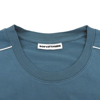SOFTHYPHEN ソフトハイフン コットン パイピングスリーブ ビッグTシャツ トップス メンズ ピーコックブルー 04 トップス
