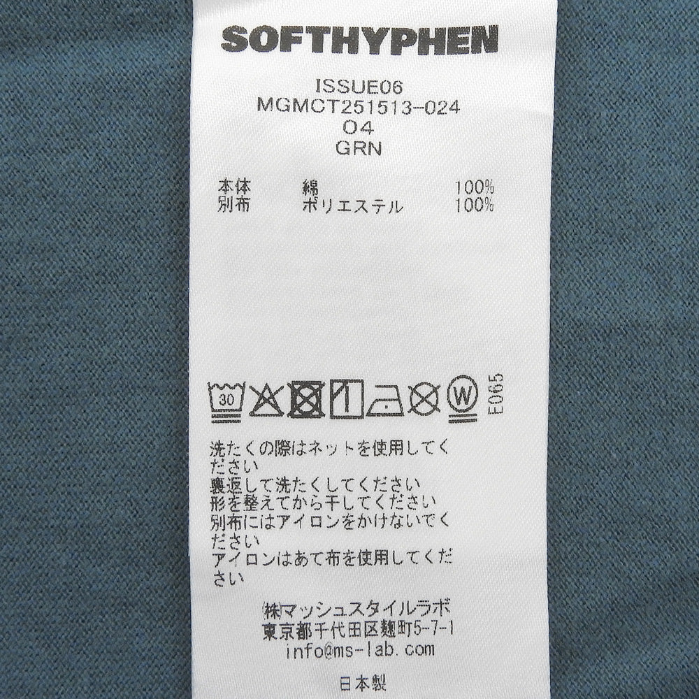 SOFTHYPHEN ソフトハイフン コットン パイピングスリーブ ビッグTシャツ トップス メンズ ピーコックブルー 04 トップス
