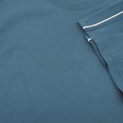 SOFTHYPHEN ソフトハイフン コットン パイピングスリーブ ビッグTシャツ トップス メンズ ピーコックブルー 04 トップス