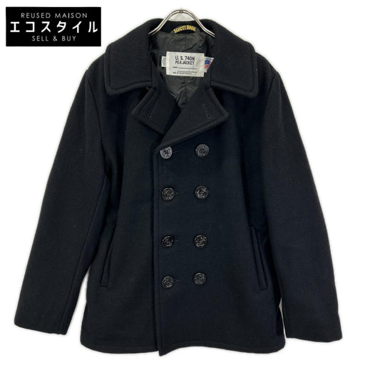 schott ショット 7118 ブラック ダブル ピーコート コート