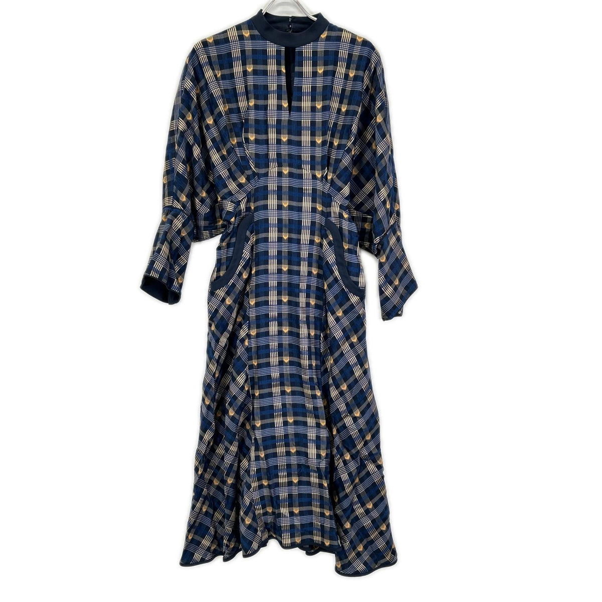 Mame Kurogouchi マメクロゴウチ MM18AW-DR036 ブルー KASURI Plaid Dress ワンピース