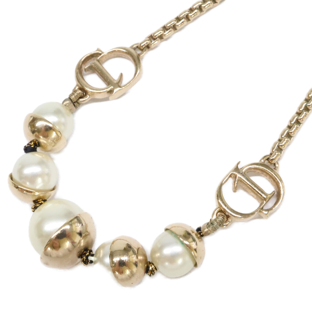 Christian Dior クリスチャンディオール CDロゴ メタル レジンパール ブレスレット