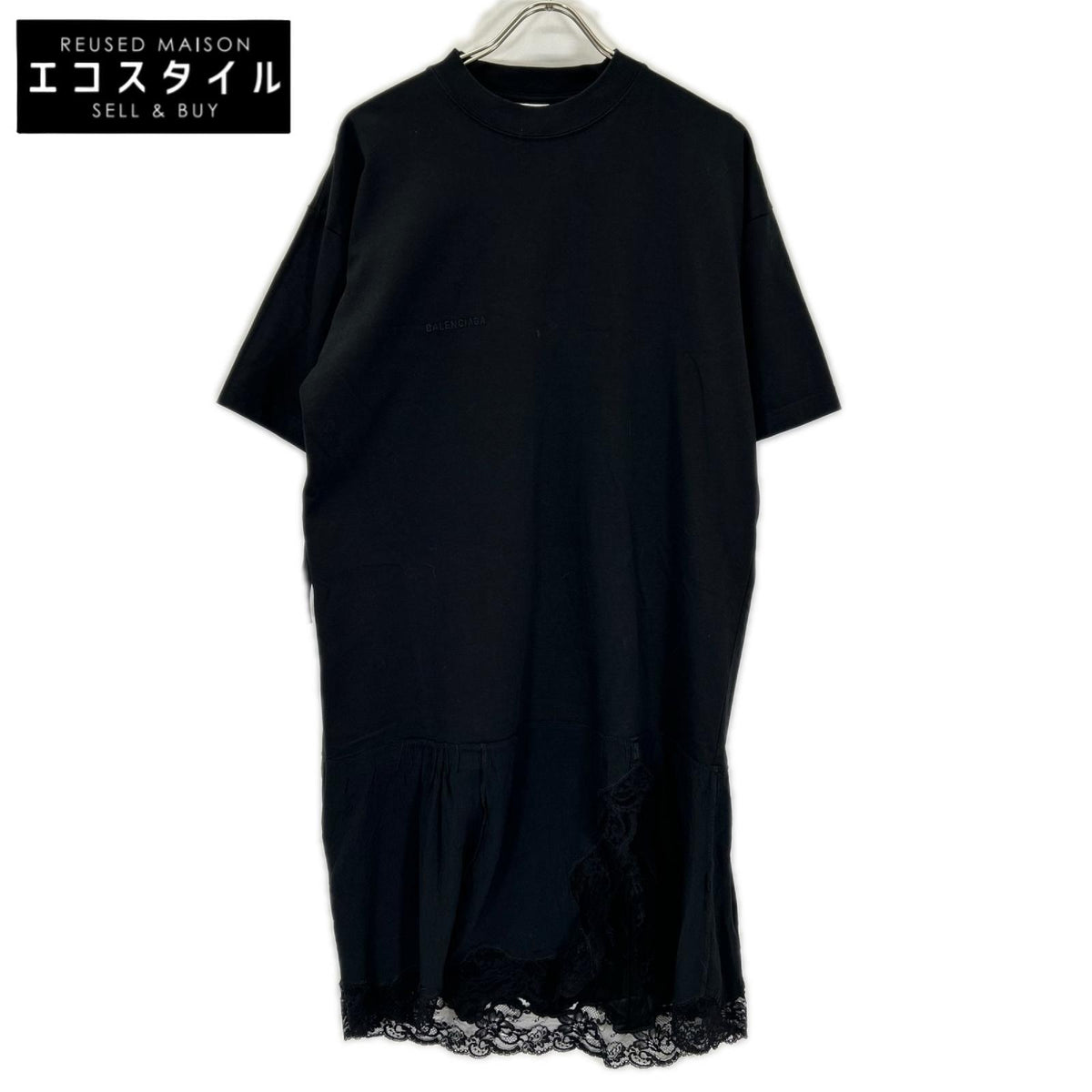 BALENCIAGA バレンシアガ 22年製 726092 インサイドアウト レースドッキングTシャツ ワンピース