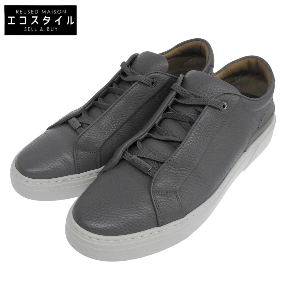 BOSS ボス 美品 Gray レザー ローカット スニーカー シューズ メンズ ダークグレー 29.0cm 50545153 シューズ