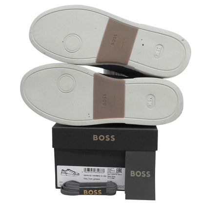 BOSS ボス 美品 Gray レザー ローカット スニーカー シューズ メンズ ダークグレー 29.0cm 50545153 シューズ