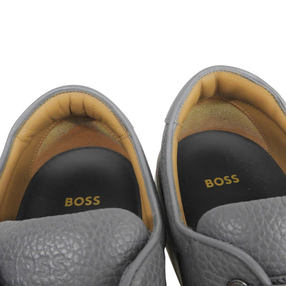 BOSS ボス 美品 Gray レザー ローカット スニーカー シューズ メンズ ダークグレー 29.0cm 50545153 シューズ