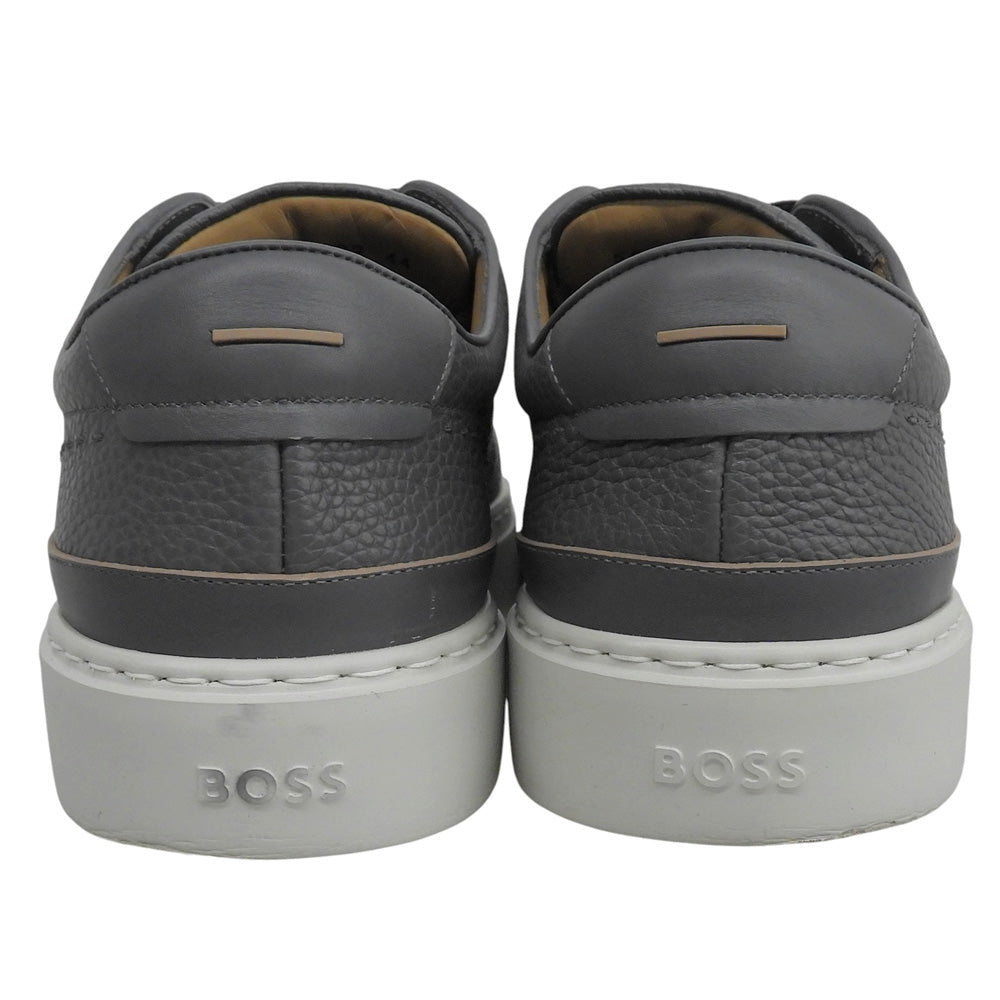 BOSS ボス 美品 Gray レザー ローカット スニーカー シューズ メンズ ダークグレー 29.0cm 50545153 シューズ