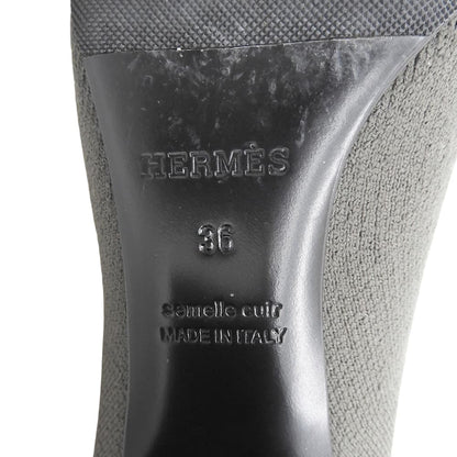 HERMES エルメス 美品 ヴォルヴェール60 ニット ブーツ シューズ レディース カーキ系 36 シューズ