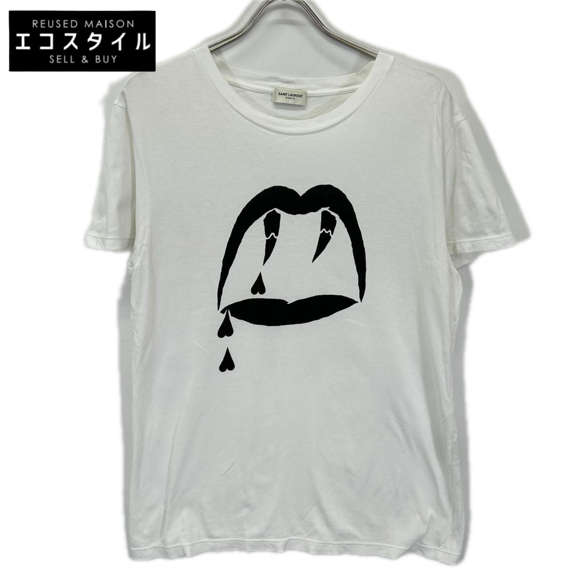 SAINT LAURENT PARIS サンローランパリ 15SS 378983 ホワイト ブラッドラスタープリント 半袖Tシャツ トップス