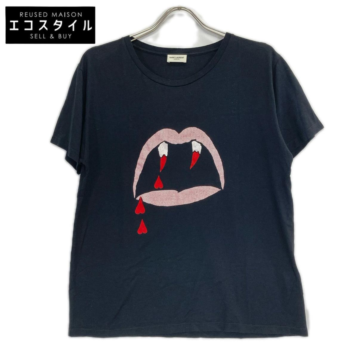 SAINT LAURENT PARIS サンローランパリ 14SS 378983 ブラック ブラッドラスタープリント 半袖Tシャツ トップス