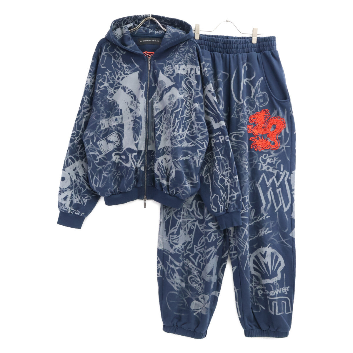 MOWALOLA モワローラ 【美品】Grafitti Track Top&Pants グラフィック ジップアップパーカー/パンツ セットアップ スーツ セットアップ