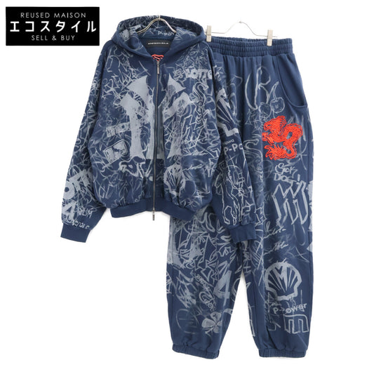 MOWALOLA モワローラ 【美品】Grafitti Track Top&Pants グラフィック ジップアップパーカー/パンツ セットアップ スーツ セットアップ