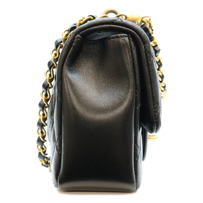 CHANEL シャネル AS4385 黒 ラム G金具 ミニマトラッセ18 パール付きチェーンショルダーバッグ ショルダーバッグ