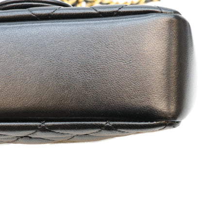 CHANEL シャネル AS4385 黒 ラム G金具 ミニマトラッセ18 パール付きチェーンショルダーバッグ ショルダーバッグ