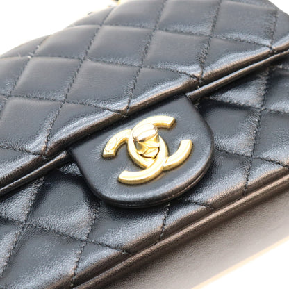 CHANEL シャネル AS4385 黒 ラム G金具 ミニマトラッセ18 パール付きチェーンショルダーバッグ ショルダーバッグ