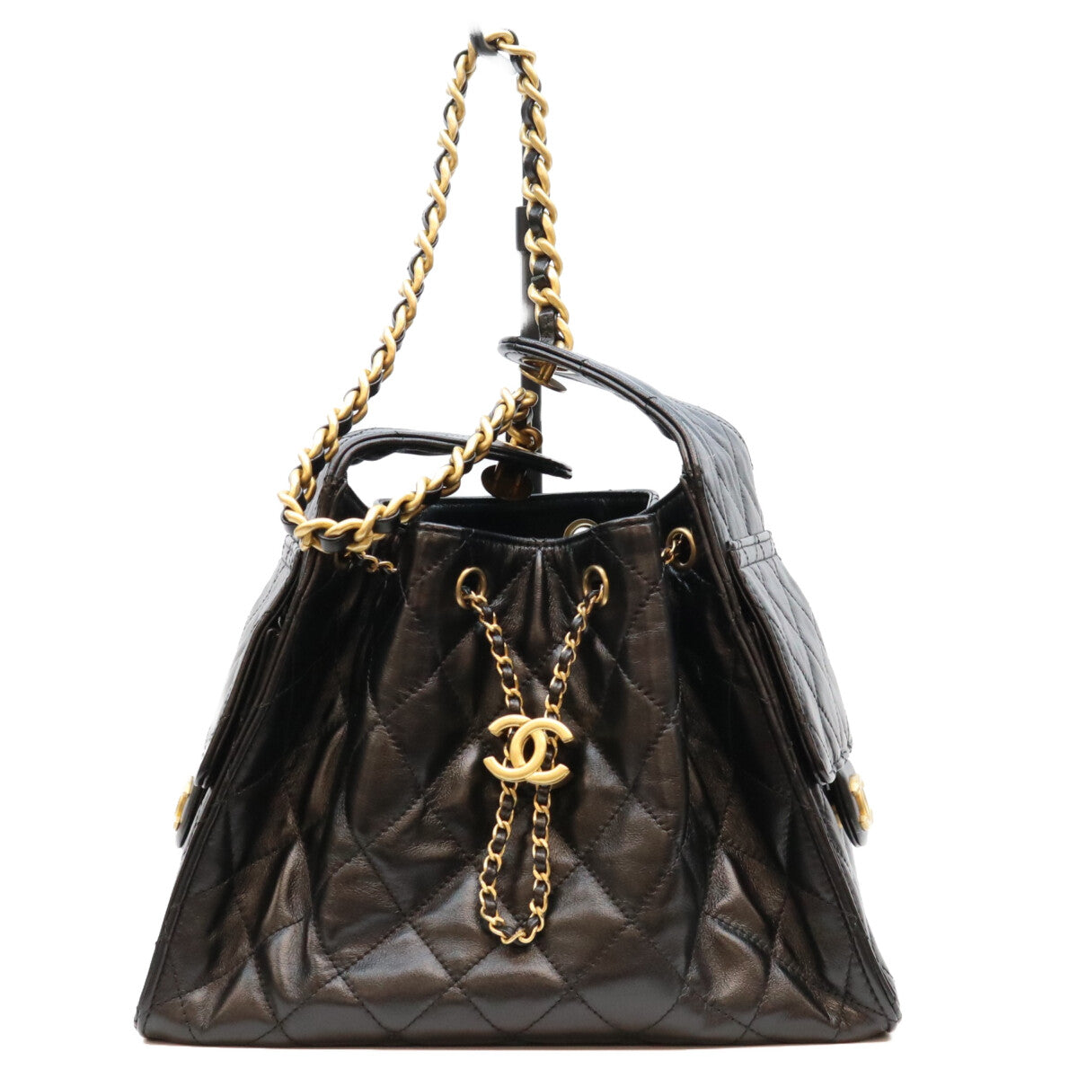 CHANEL シャネル AS5293 黒 シャイニーカーフ G金具 シャネル25スモール ショルダーバッグ ショルダーバッグ