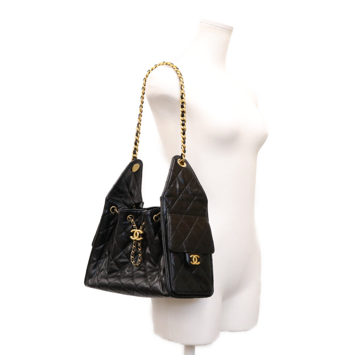 CHANEL シャネル AS5293 黒 シャイニーカーフ G金具 シャネル25スモール ショルダーバッグ ショルダーバッグ