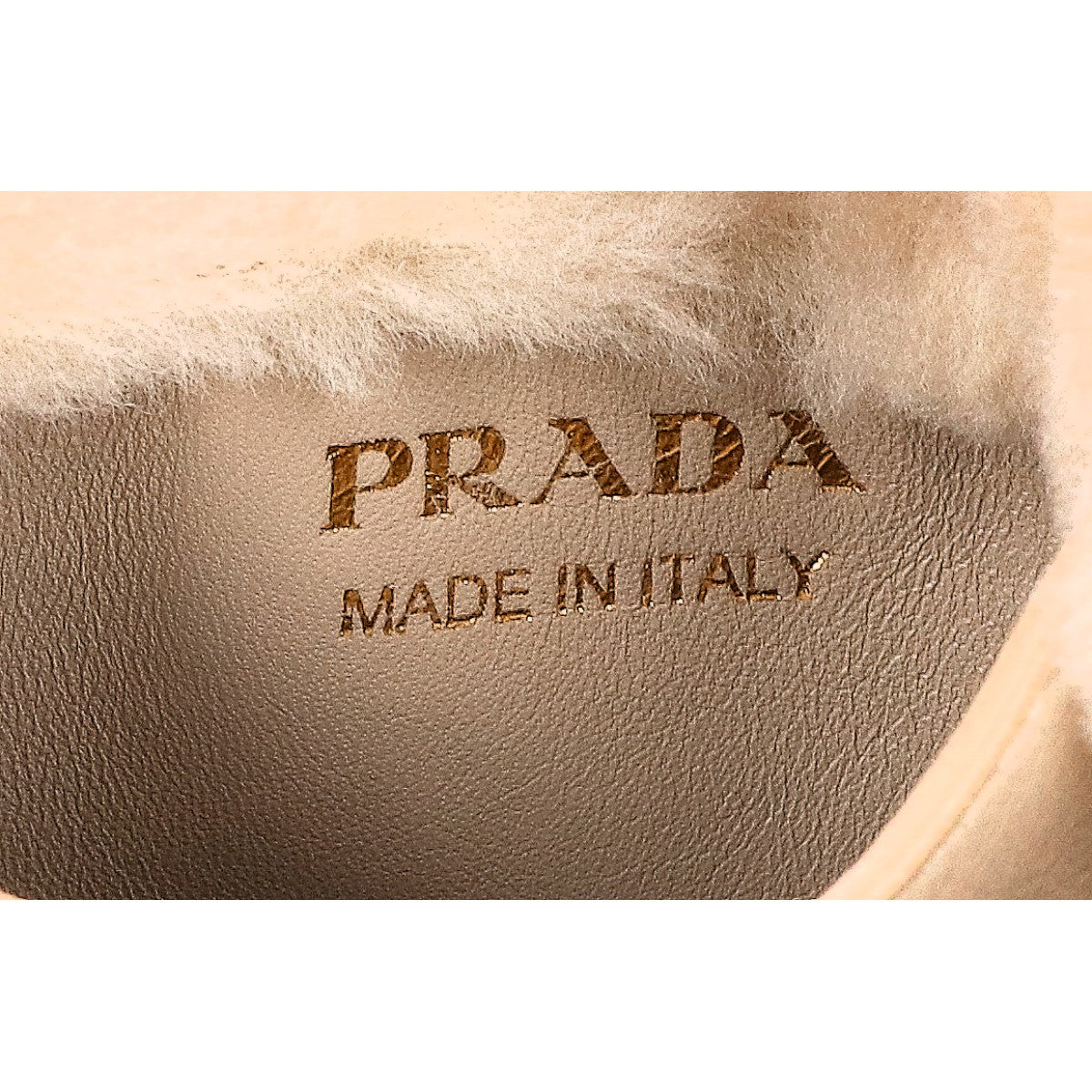 PRADA プラダ 新品同様 1BA349 リエゾン ミニ シアリング エコファー x レザー ハンドバッグ
