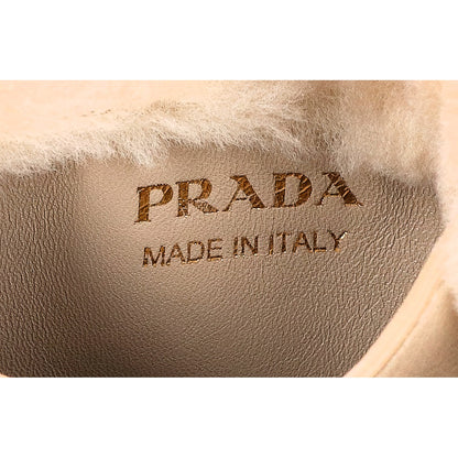 PRADA プラダ 新品同様 1BA349 リエゾン ミニ シアリング エコファー x レザー ハンドバッグ