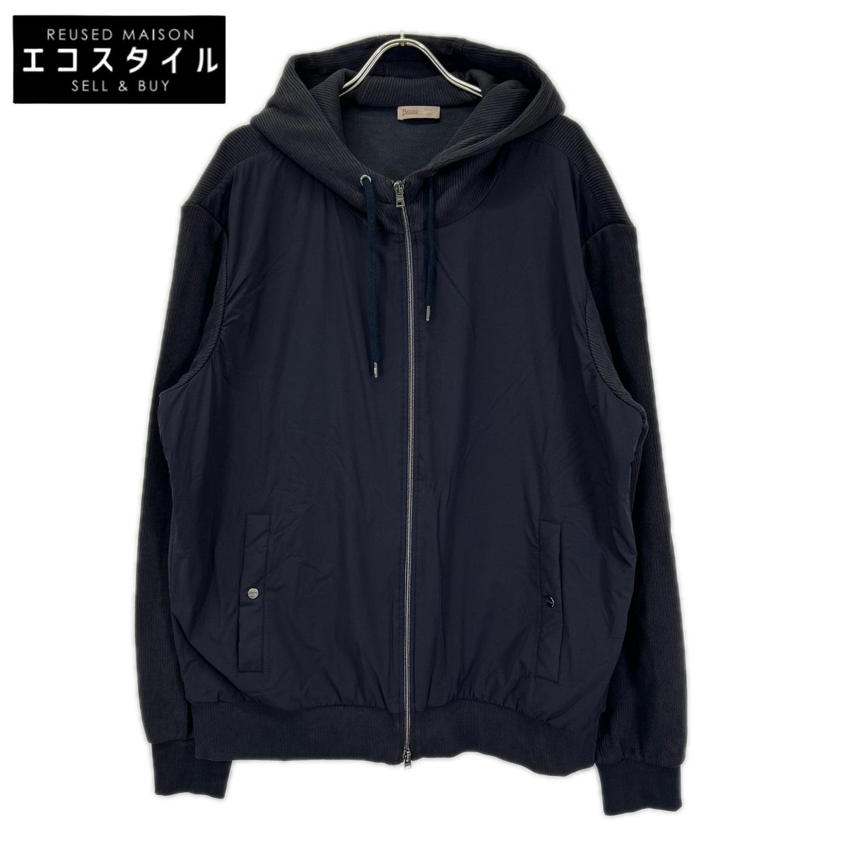 HERNO ヘルノ 24AW JC00021UR リゾート フーデッドブルゾン リブジャージーニット×ナイロン ハイブリッド ジャケット