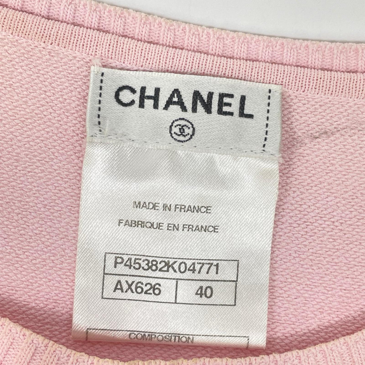 CHANEL シャネル P45382K04771 ピンク リボン刺繍 ニット トップス