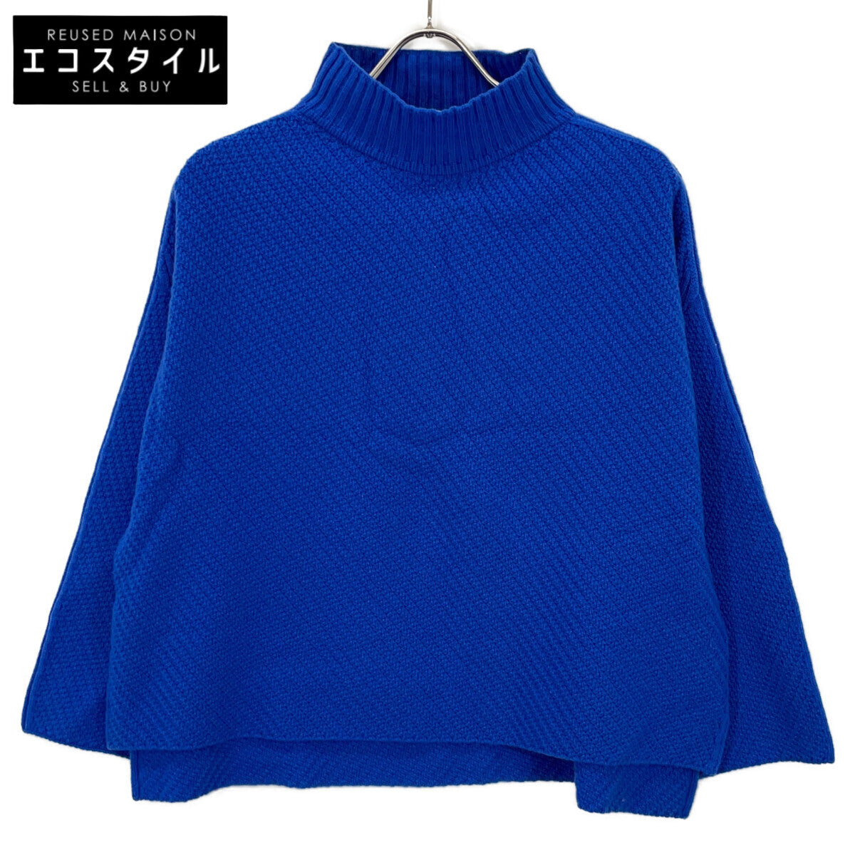 2-0035-6-02-028 Blue Diagonal Pattern Pullover Knit Top 38 Women's