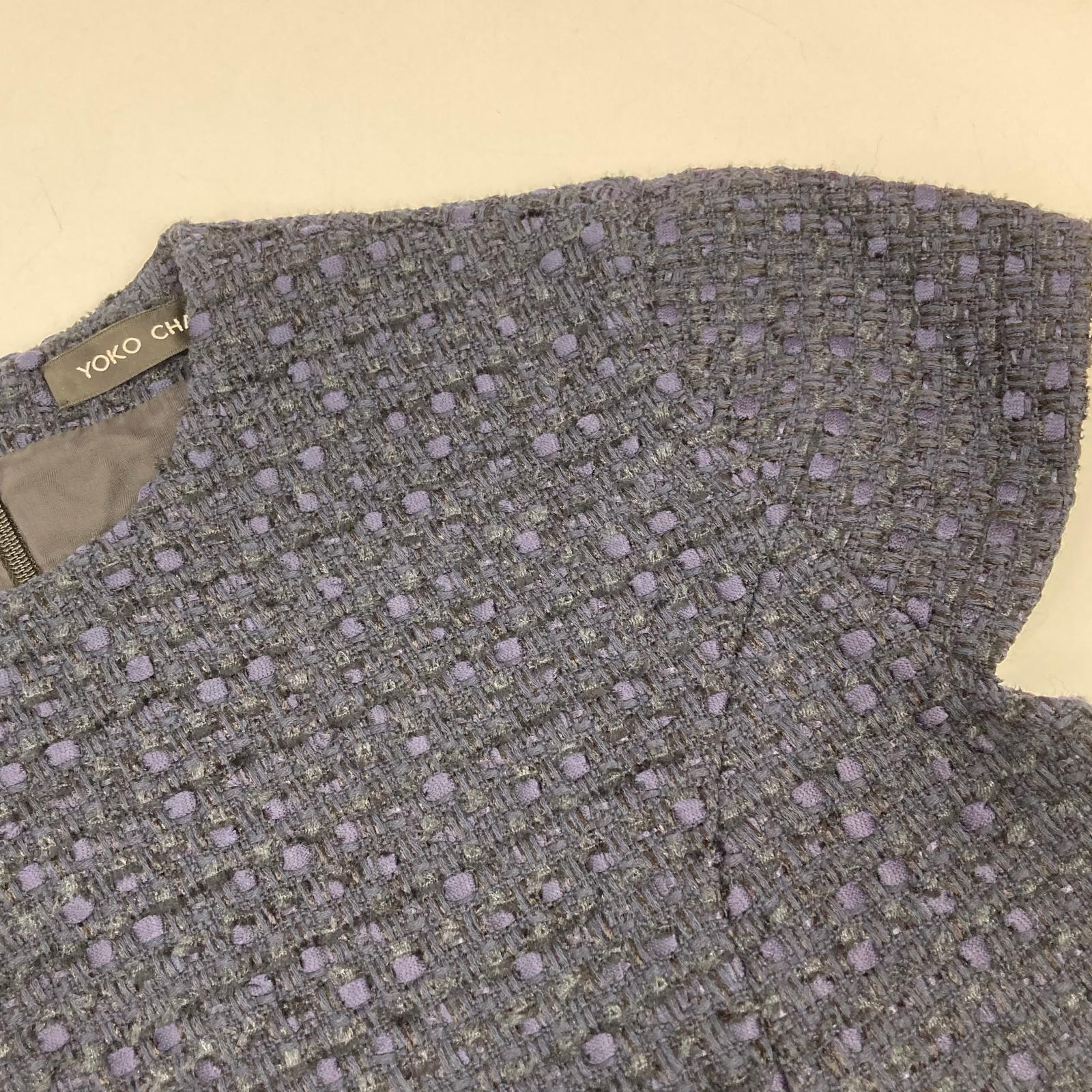 YOKOCHAN YCD-118-372 Navy Tweed Cocoon Dress 36