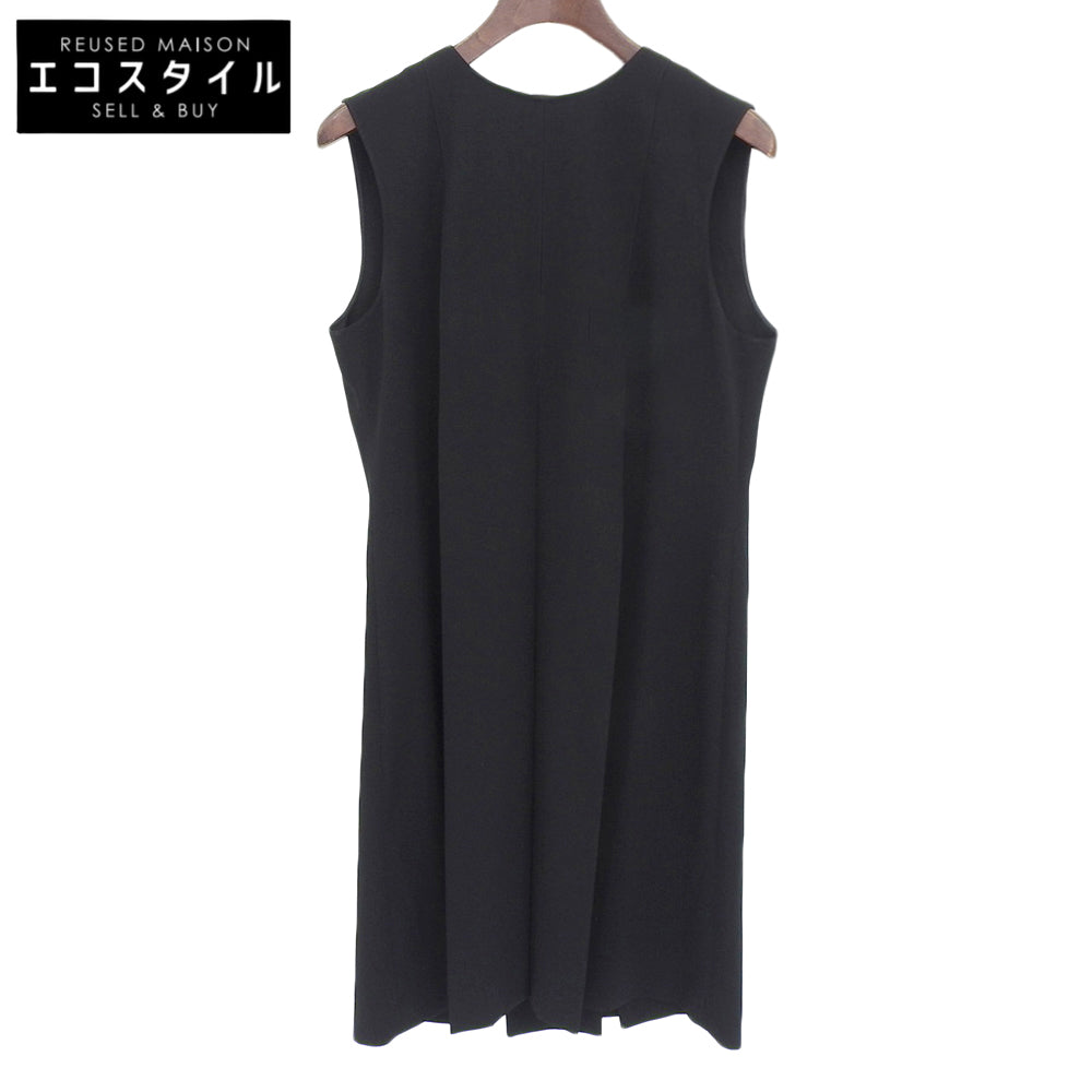 Unused Back Satin Sleeveless Pleated Dress Women's Black 36 12410425-14 Dress 36 Women's