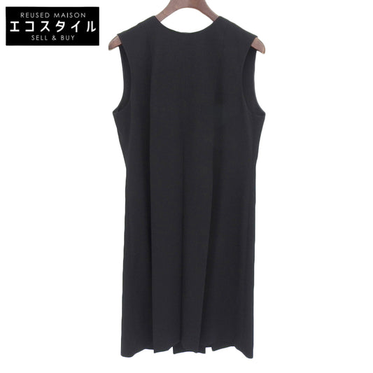 Unused Back Satin Sleeveless Pleated Dress Women's Black 36 12410425-14 Dress 36 Women's