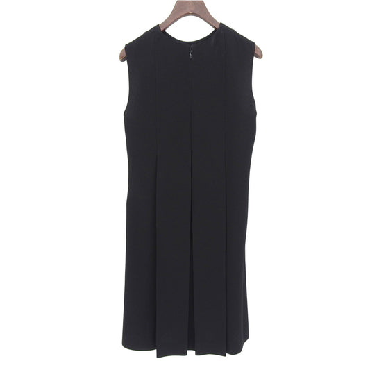 Unused Back Satin Sleeveless Pleated Dress Women's Black 36 12410425-14 Dress 36 Women's