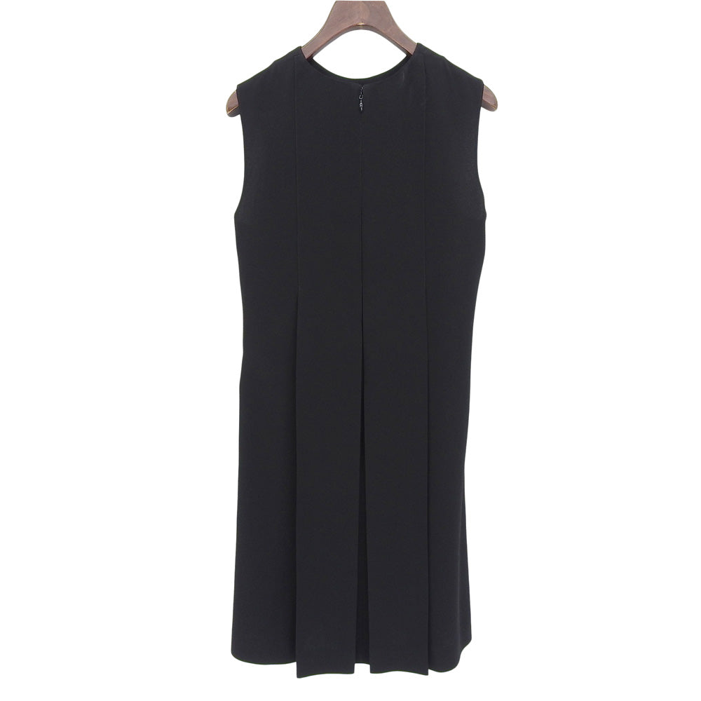 Unused Back Satin Sleeveless Pleated Dress Women's Black 36 12410425-14 Dress 36 Women's