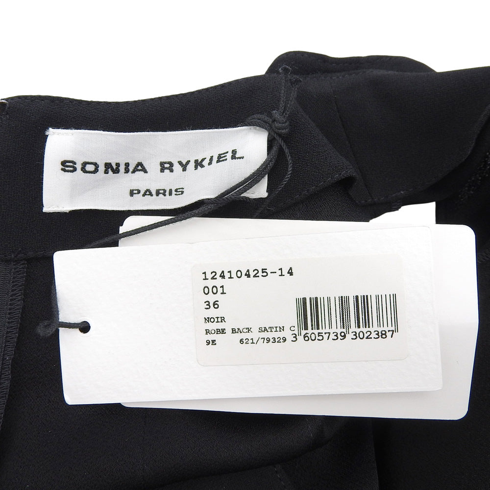 Unused Back Satin Sleeveless Pleated Dress Women's Black 36 12410425-14 Dress 36 Women's