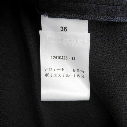Unused Back Satin Sleeveless Pleated Dress Women's Black 36 12410425-14 Dress 36 Women's