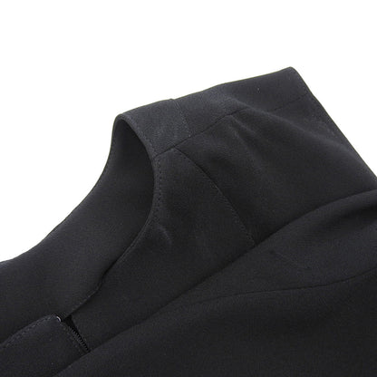 Unused Back Satin Sleeveless Pleated Dress Women's Black 36 12410425-14 Dress 36 Women's