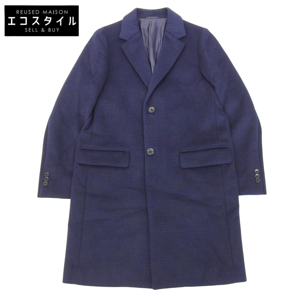 green label relaxing グリーンレーベルリラクシング 美品 S100 ショートビーバー チェスター コート ブラック×ブルー S 3225-139-3271 コート