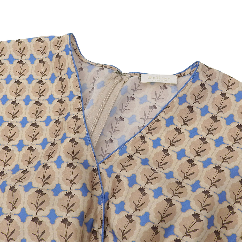BALLSEY Beautiful Corticum Print Casual Dress for Women, Beige/Blue, Size 36