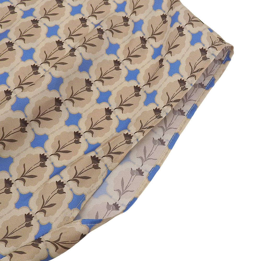 BALLSEY Beautiful Corticum Print Casual Dress for Women, Beige/Blue, Size 36