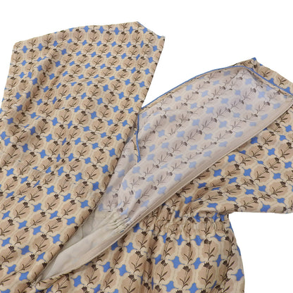 BALLSEY Beautiful Corticum Print Casual Dress for Women, Beige/Blue, Size 36