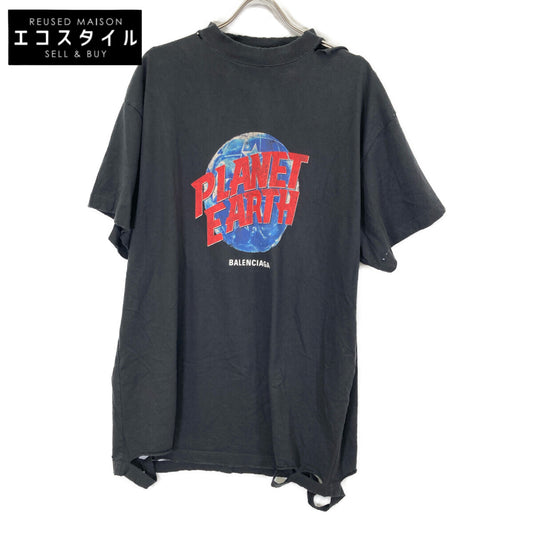 BALENCIAGA 787349 Planet Earth Distressed Oversized T-shirt Top