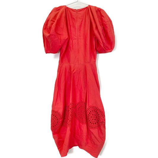 STELLA McCARTNEY 斯特拉·麦卡特尼 6A0122 3BU304 红色 英式刺绣泡泡袖连衣裙