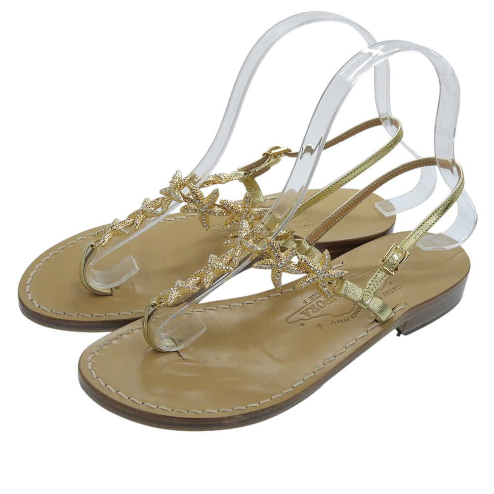 Amedeo Canfora Capri Starfish Thong Back Sling Sandals Back-Strap Women's Gold 6 Shoes