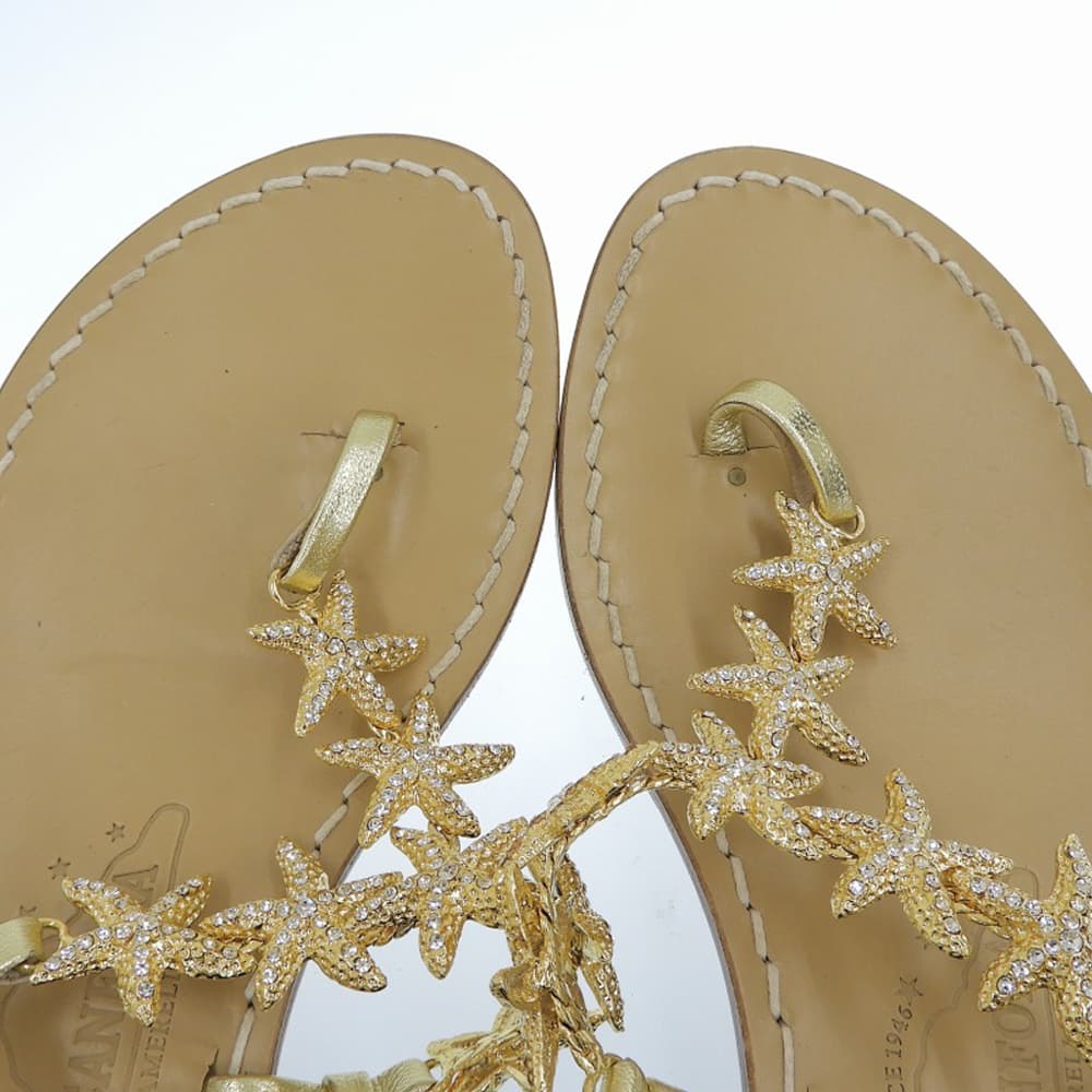 Amedeo Canfora Capri Starfish Thong Back Sling Sandals Back-Strap Women's Gold 6 Shoes