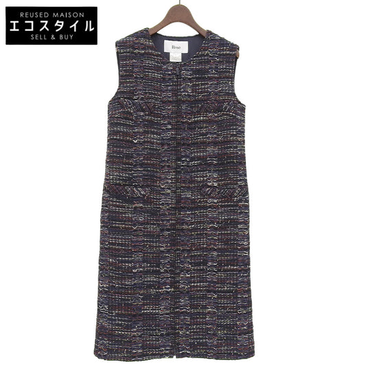 Rene Maria Kent Tweed Zip-Up One-Piece Dress Women's Navy 36 6436682 24AW One-Piece