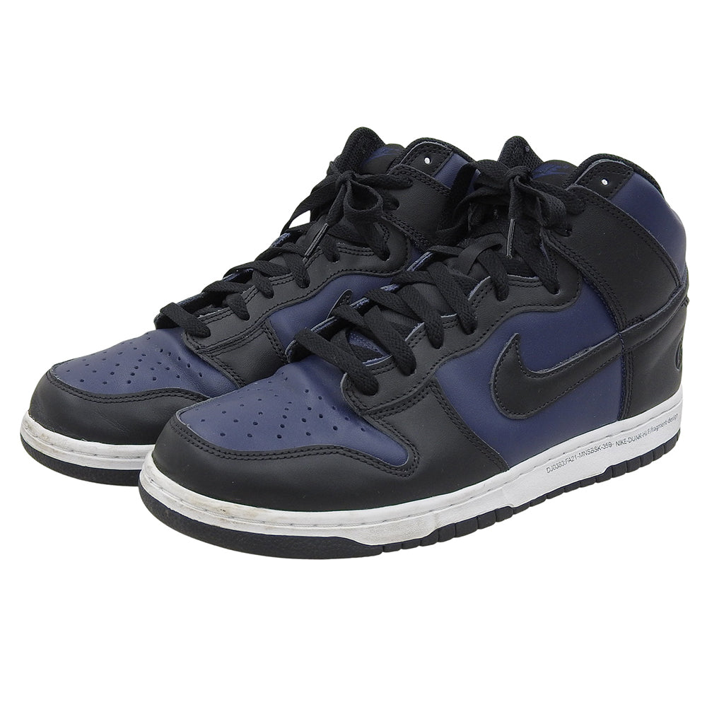NIKE Leather High-Cut Sneakers Shoes Men's Navy Black 28cm DJ0383 Shoes