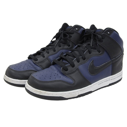 NIKE Leather High-Cut Sneakers Shoes Men's Navy Black 28cm DJ0383 Shoes