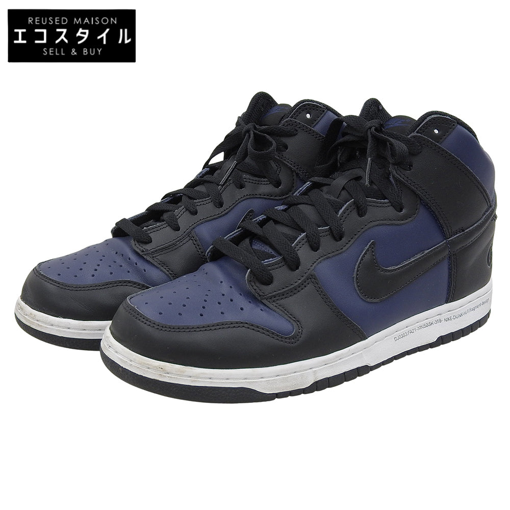 NIKE Leather High-Cut Sneakers Shoes Men's Navy Black 28cm DJ0383 Shoes
